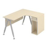 Стол угловой на металлокаркасе с тумбой