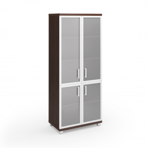 Шкаф высокий со стеклянными дверями