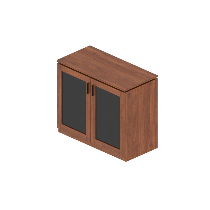 Низкий стеллаж со стеклянными дверьми