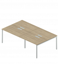 Двойная группа сдвоенных столов с люком на металлокаркасе