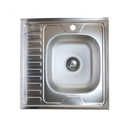 Мойка нерж. накл. КромРус 0,6х0,6 (201) правая 0,4мм, 1,5